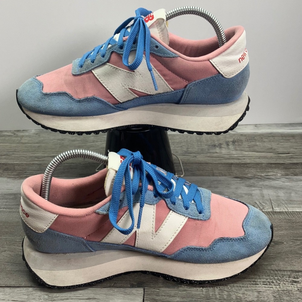New Balance 237 Pink Blue Suede Retro Lifestyle Sneakers WS237IC Womens 8.5 - Picture 2 of 7